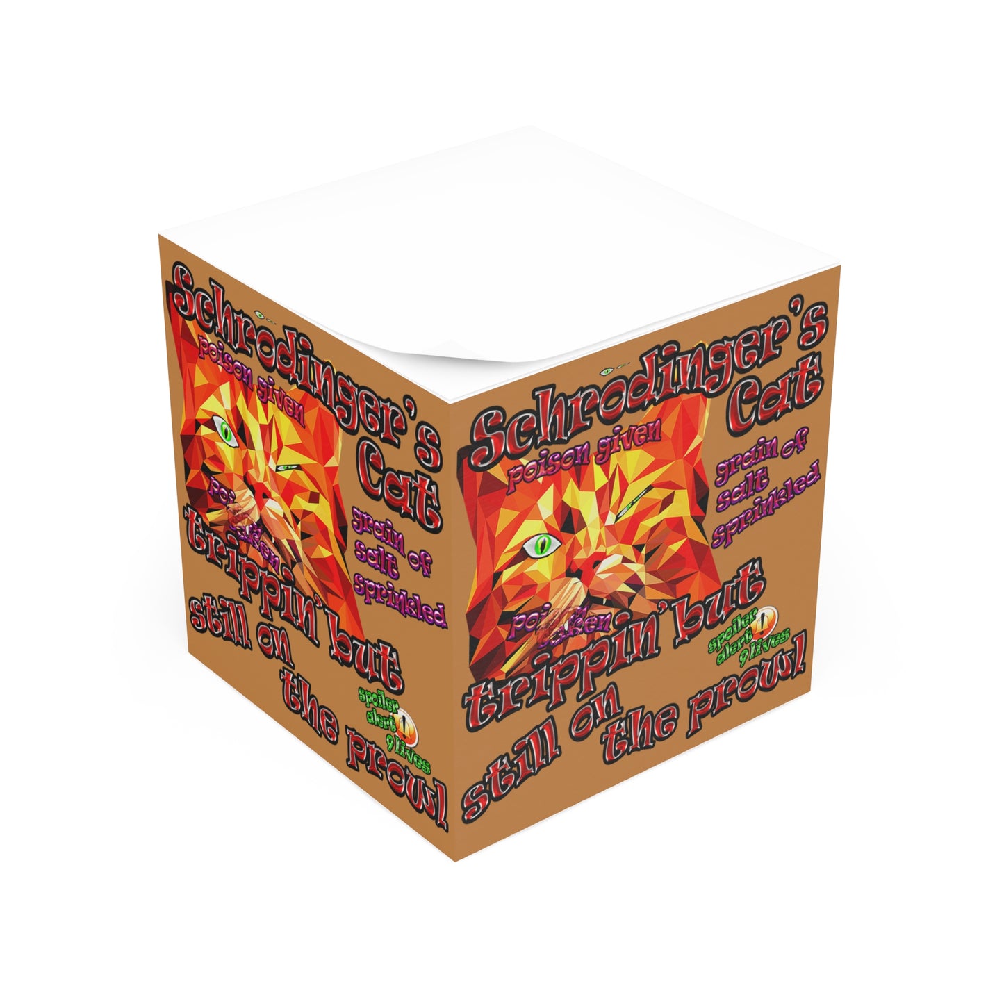 schrodinger's cat - note cube (light brown)