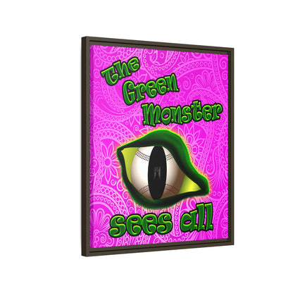 green monster - framed canvas art (pink swirl)