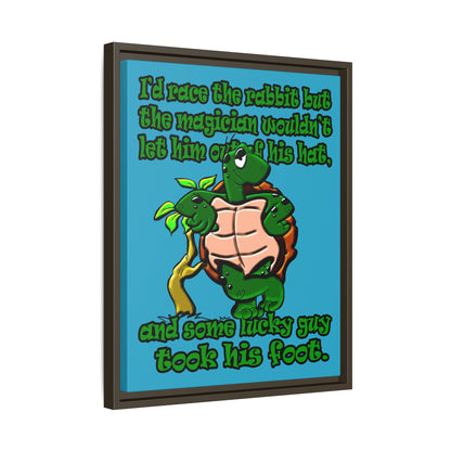 turtle race - framed canvas art (turquoise)