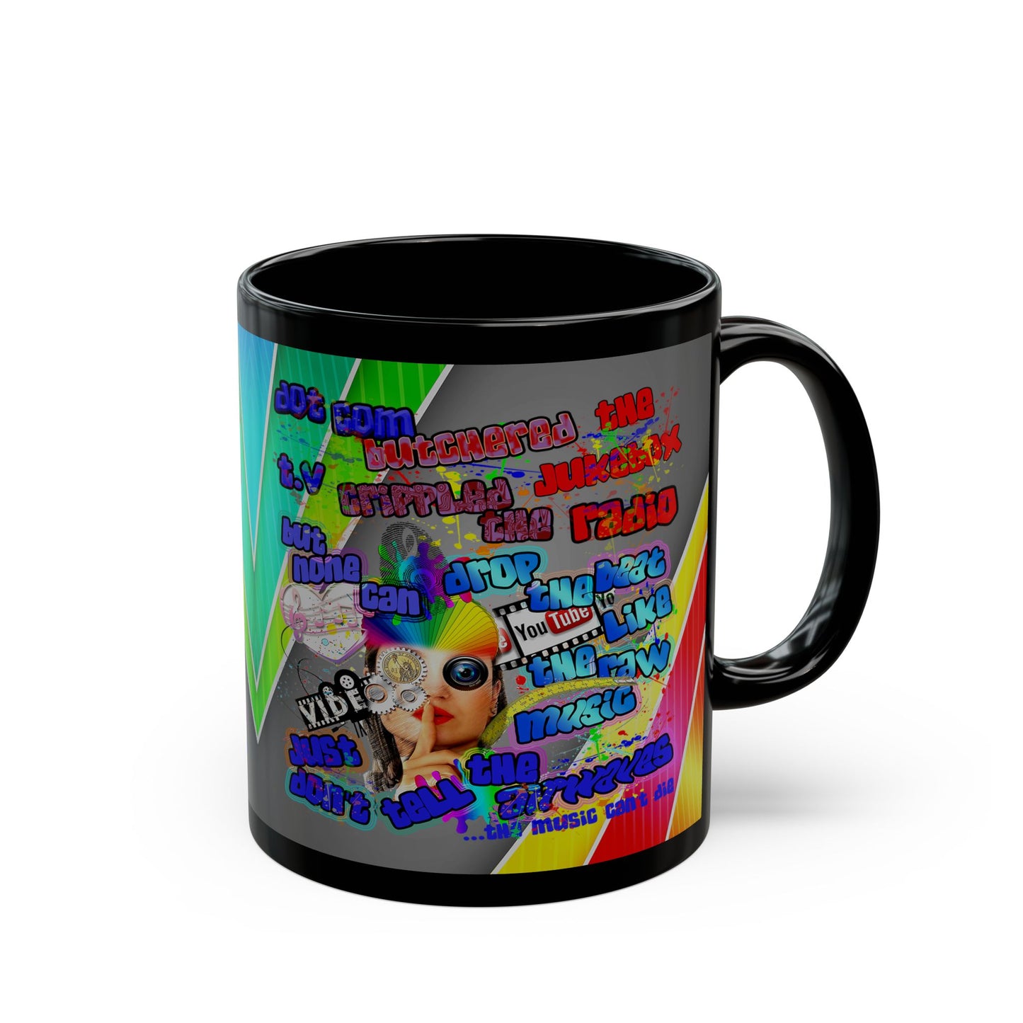 drop the beat - Black Mug (rainbow split)