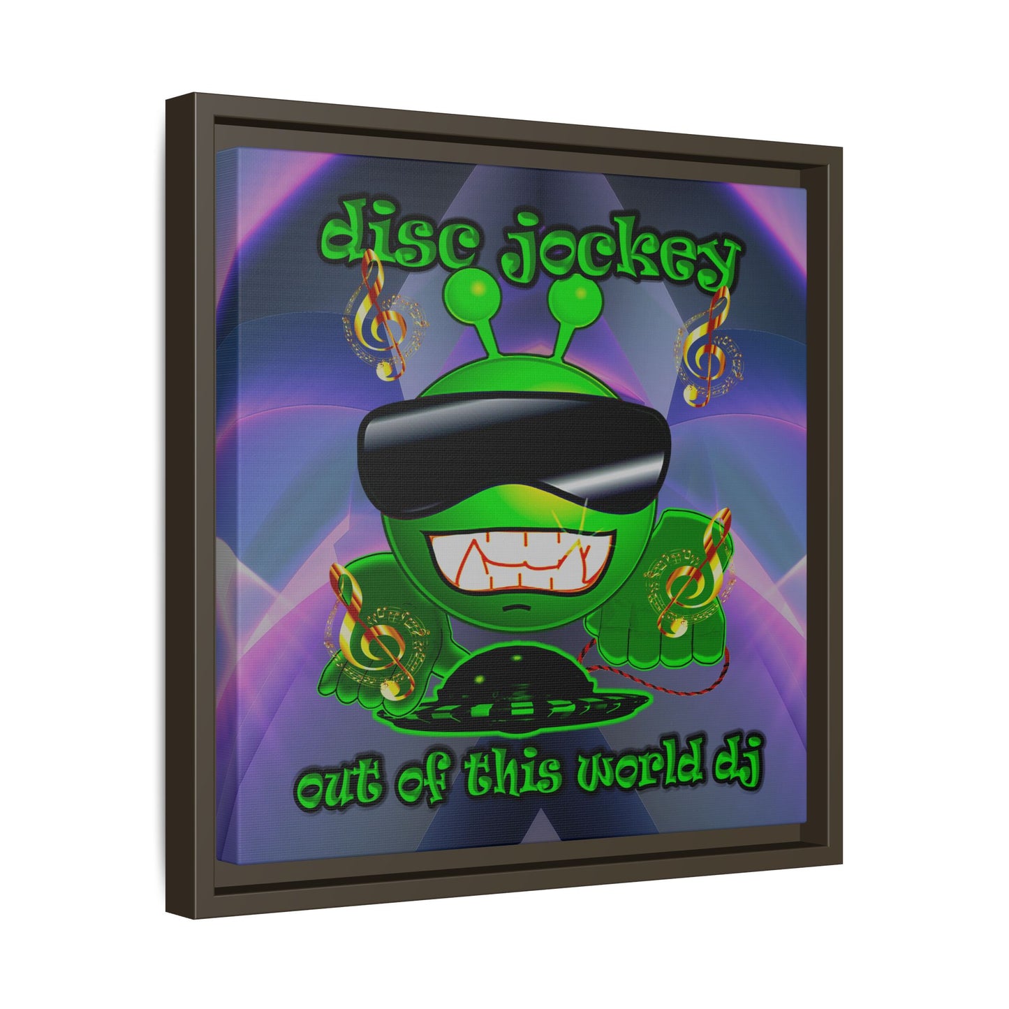 disc jockey - framed canvas art (grey-pink wave)