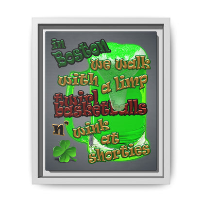 celtics logo - framed canvas art (grey-light grey)