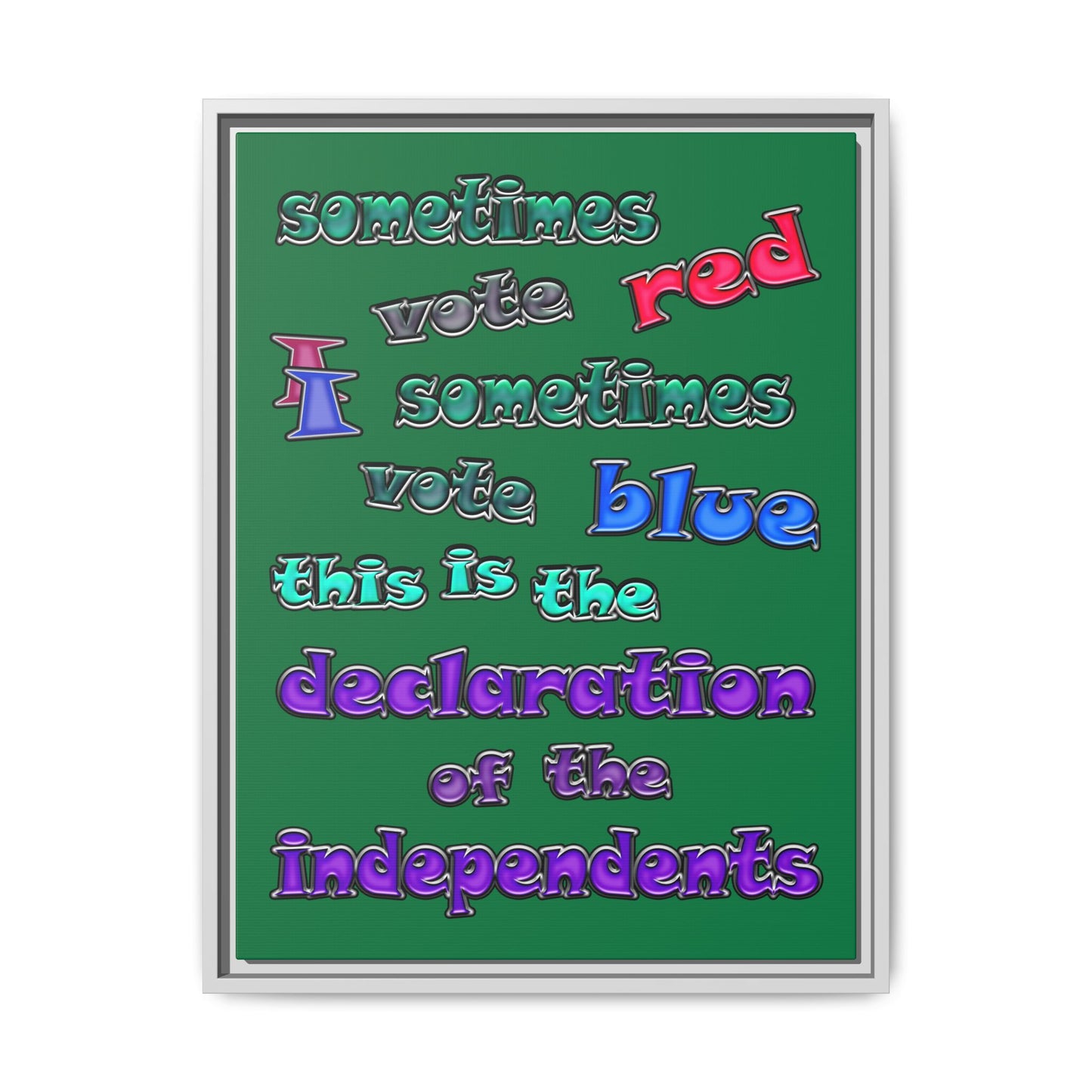declaration of the independents - framed canvas art (dark green)