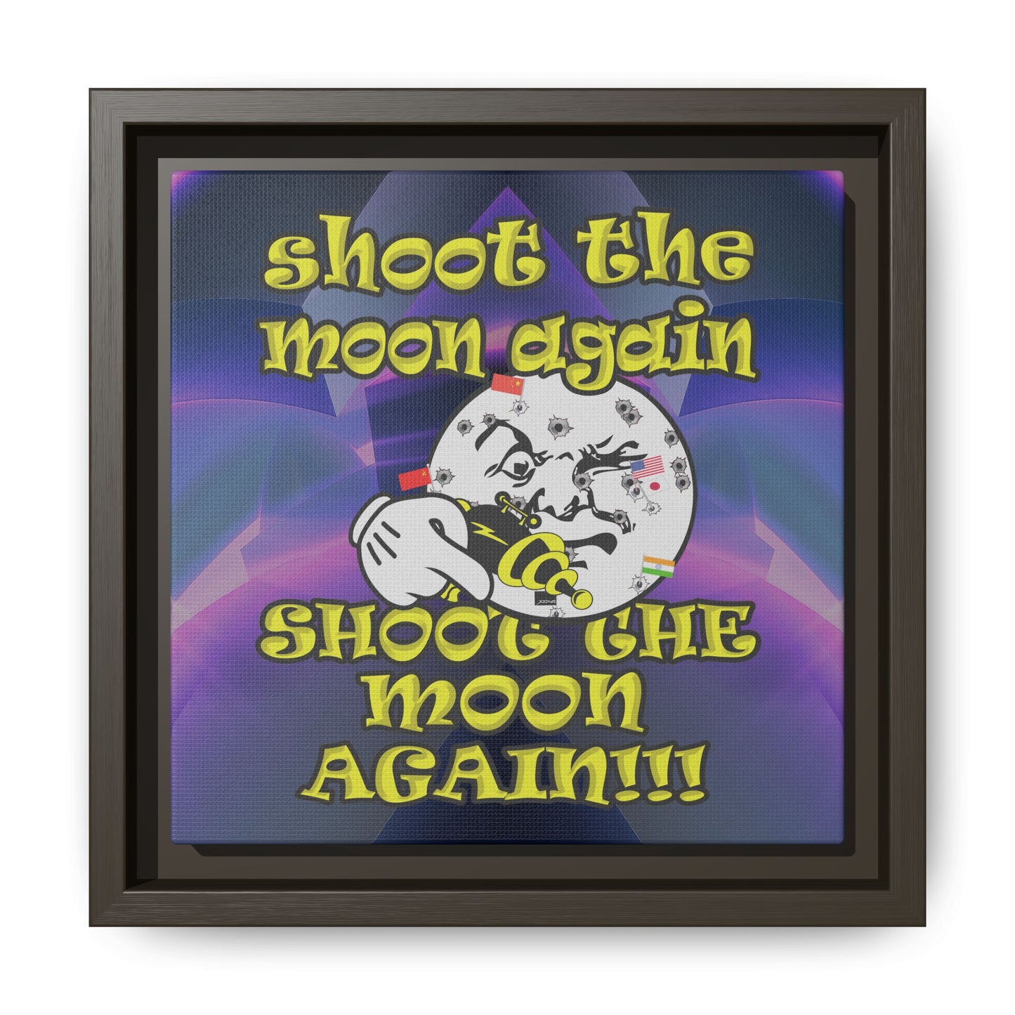 shoot the moon again - framed canvas art (grey-pink wave)