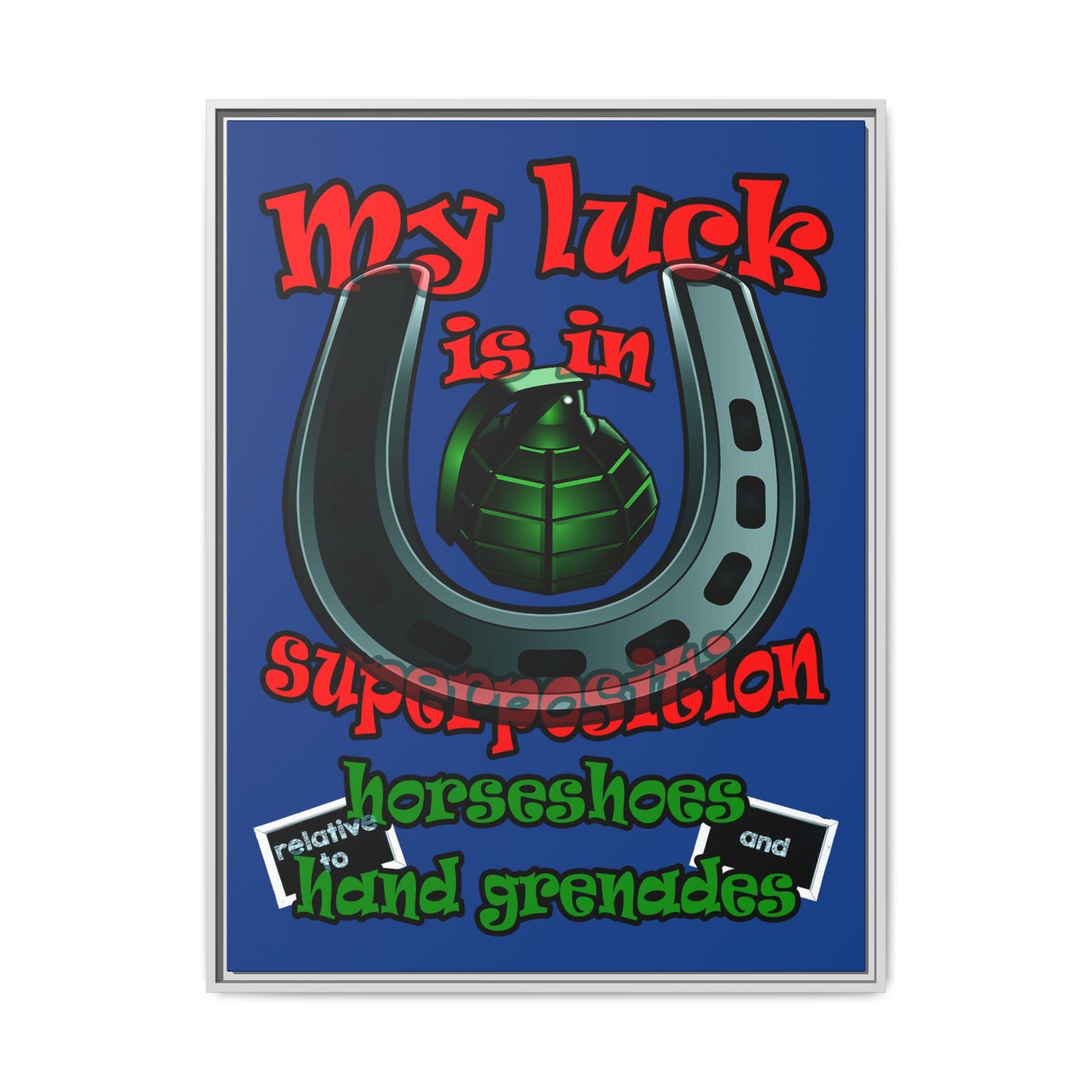 my luck - framed canvas art (dark blue)