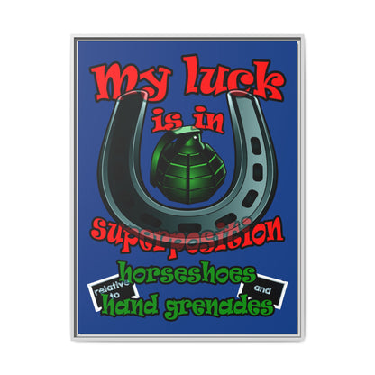 my luck - framed canvas art (dark blue)