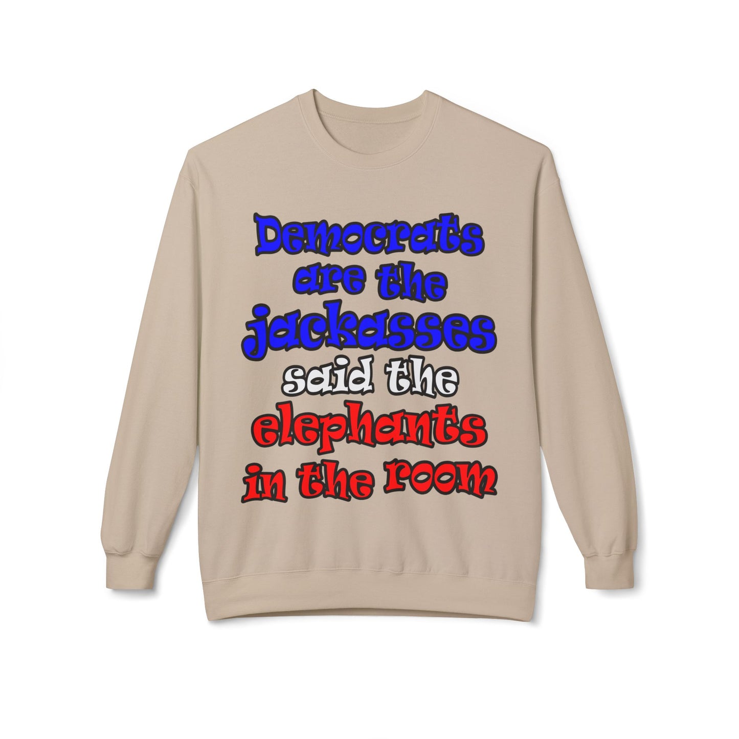 donkeys and elephants - Unisex Midweight Softstyle Fleece Crewneck Sweatshirt