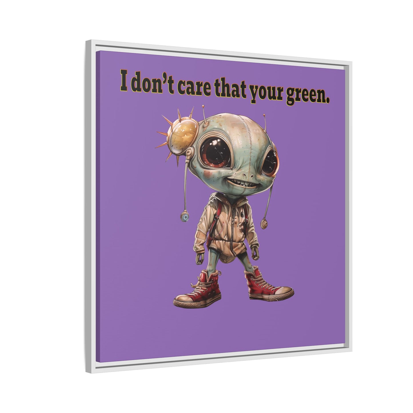 I don't care that your green - framed canvas art (light purple)