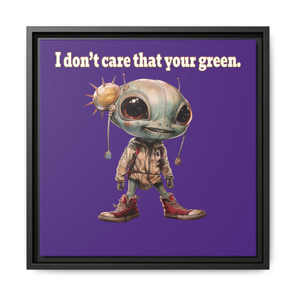 I don't care that your green - framed canvas art (purple)