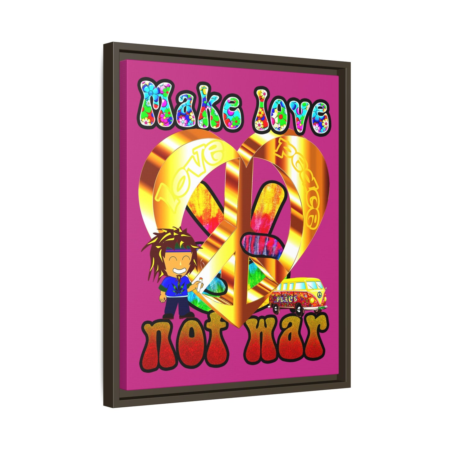 love peace - framed canvas art (pink)