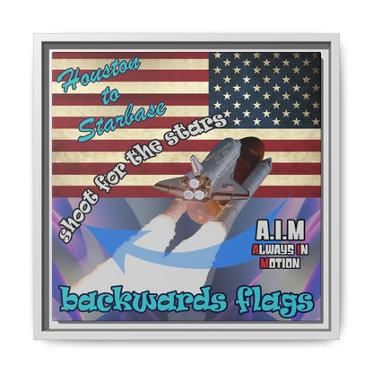 shoot for the stars - framed canvas art (grey-pink wave)