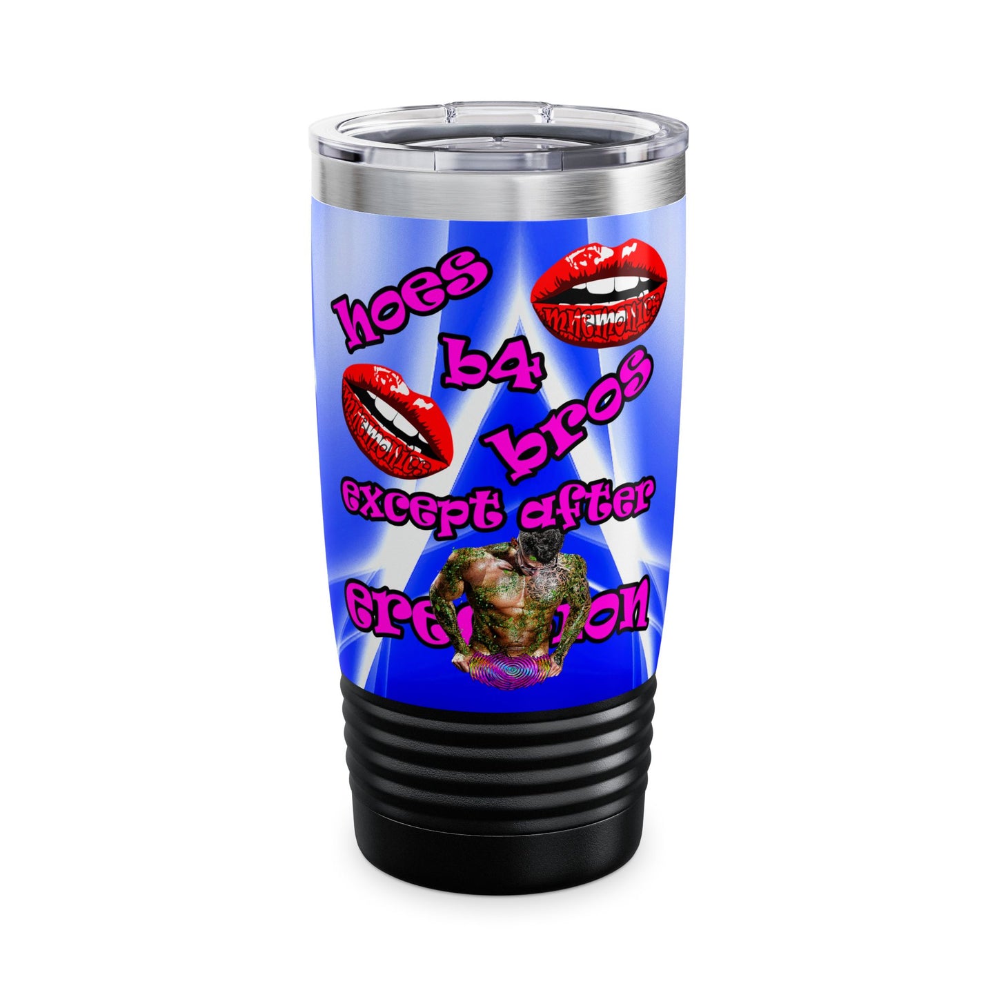 hoes b4 bros - Ringneck Tumbler, 20oz (blue-white wave)