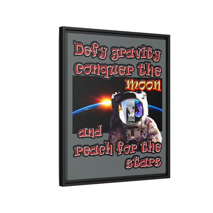 defy conquer reach - framed canvas art (dark grey)