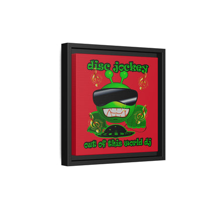 disc jockey - framed canvas art (dark red)