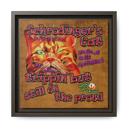 schrodinger's cat - framed canvas art (brown papyrus)