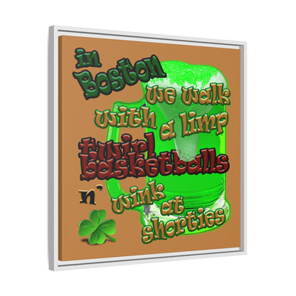 celtics logo - framed canvas art (light brown)