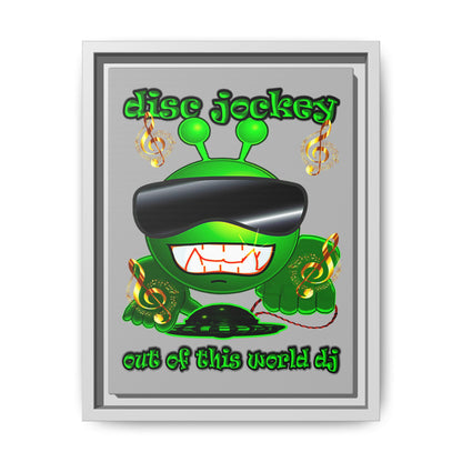 disc jockey - framed canvas art (light grey)