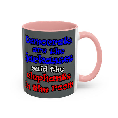 donkeys and elephants - Accent Mug (dark grey)