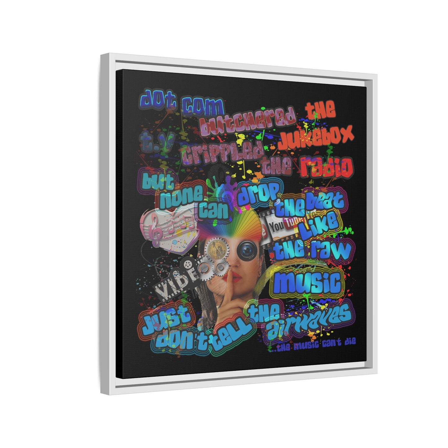 drop the beat - framed canvas art (black)