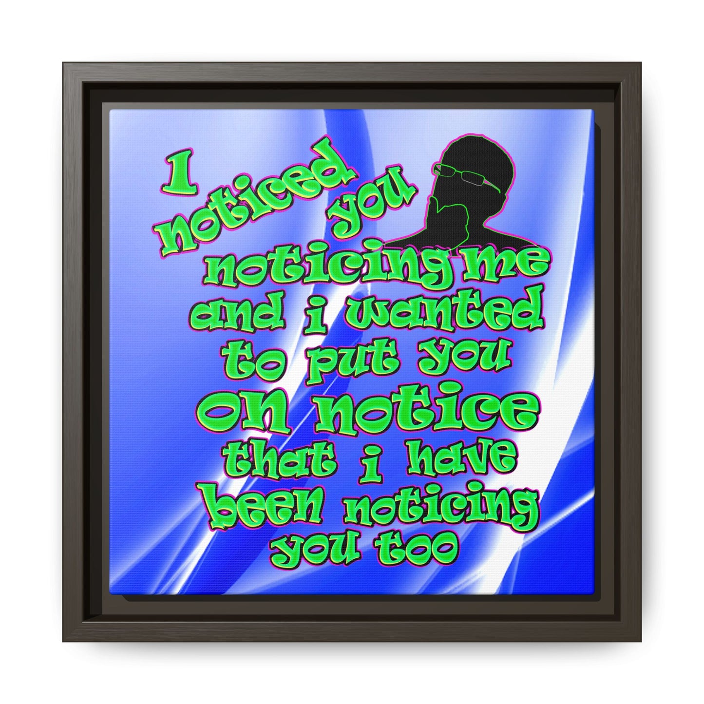 noticed you noticing - framed canvas art (blue-white wave)