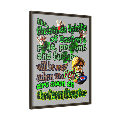 christmas spirits of boston - framed canvas art (light grey)