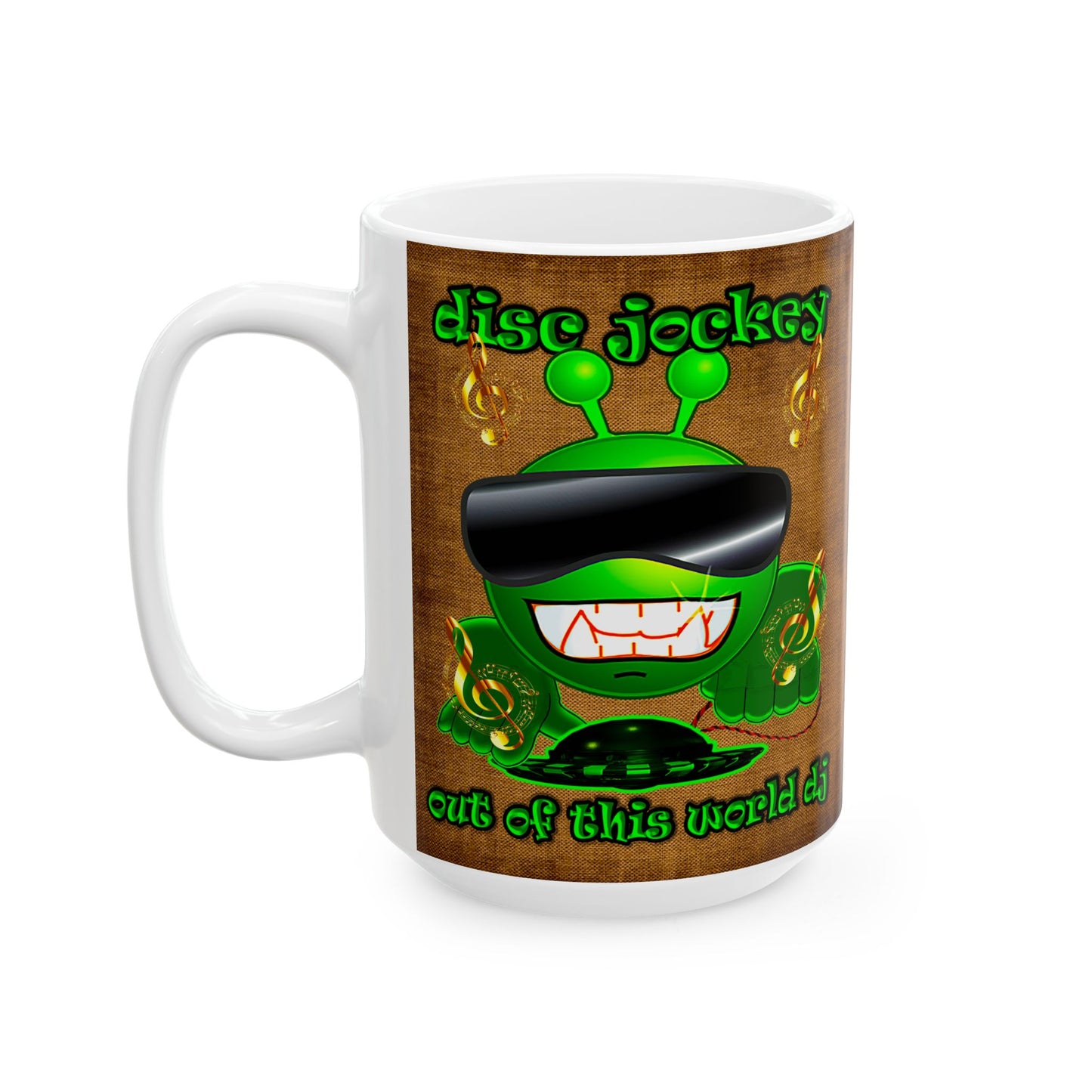 disc jockey - White Mug (brown papyrus)