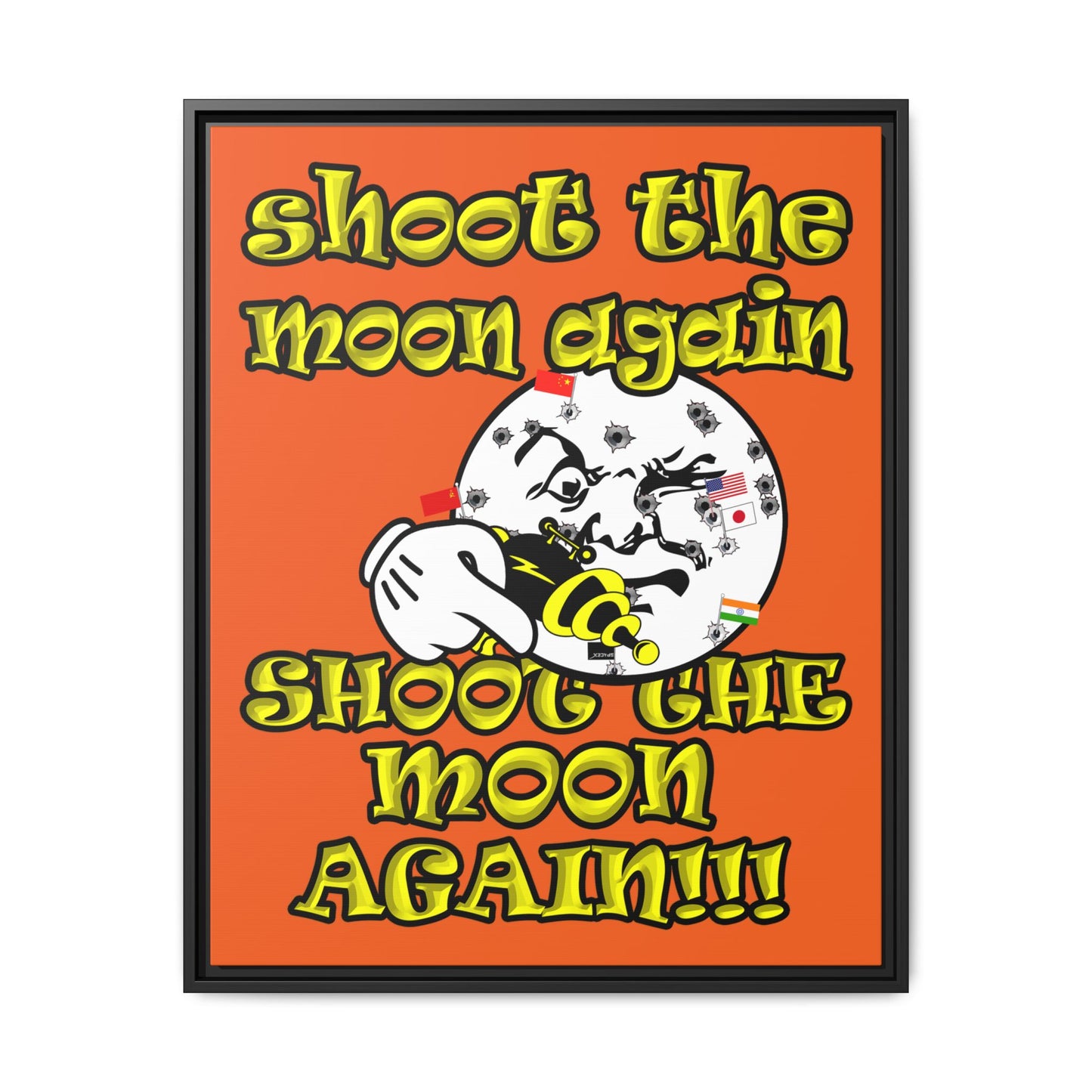shoot the moon again - framed canvas art (orange)