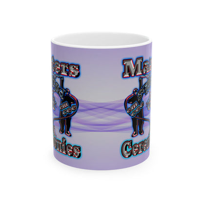 em cee squared - White Mug (light blue-pink wave)