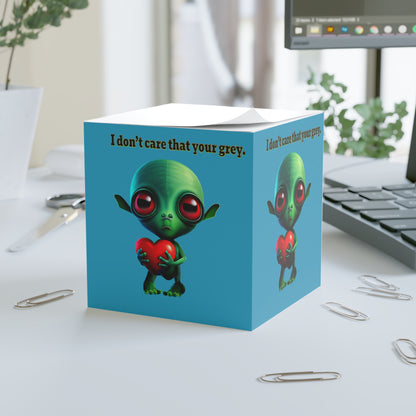I don't care that your grey - note cube (turquoise)