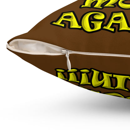 shoot the moon again - Spun Polyester Square Pillow - (brown)