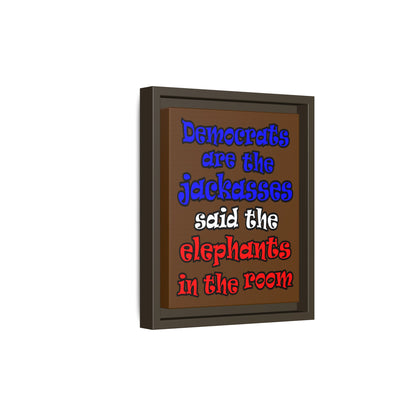 donkeys and elephants - framed canvas art (brown)