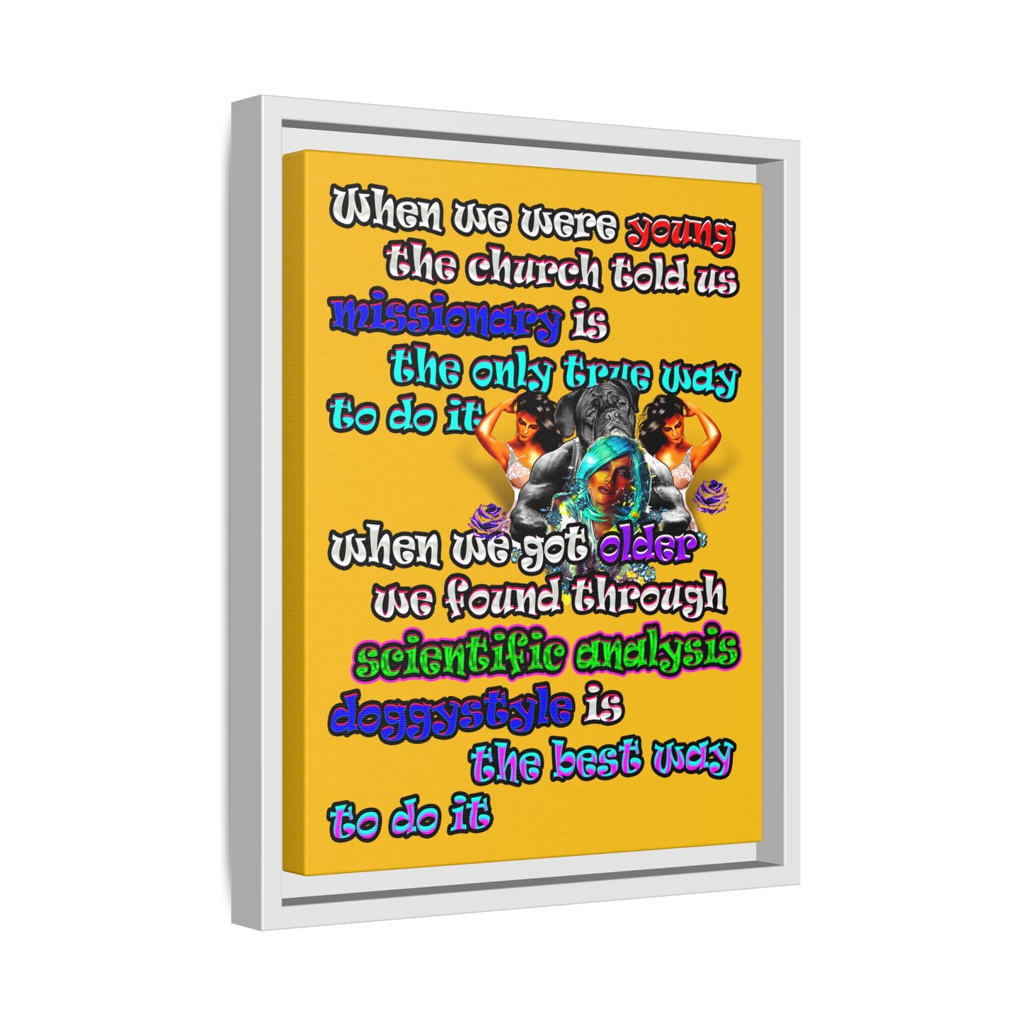 doggystyle - framed canvas art (yellow)