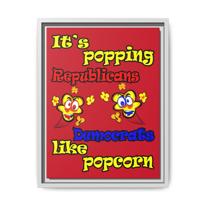 popping like popcorn - framed canvas art (dark red)