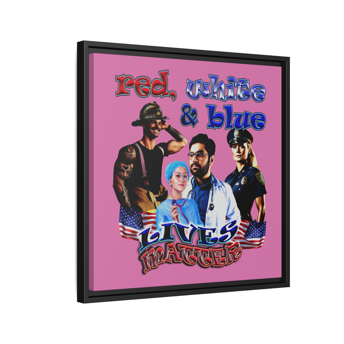 rw&b lives matter - framed canvas art (light pink)