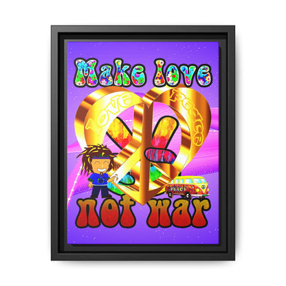 love peace - framed canvas art (purple-pink wave)