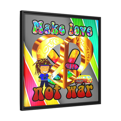 love peace - framed canvas art (rainbow split)