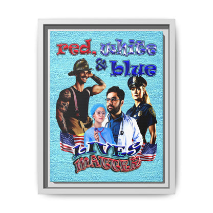 rw&b lives matter - framed canvas art (faded blue)