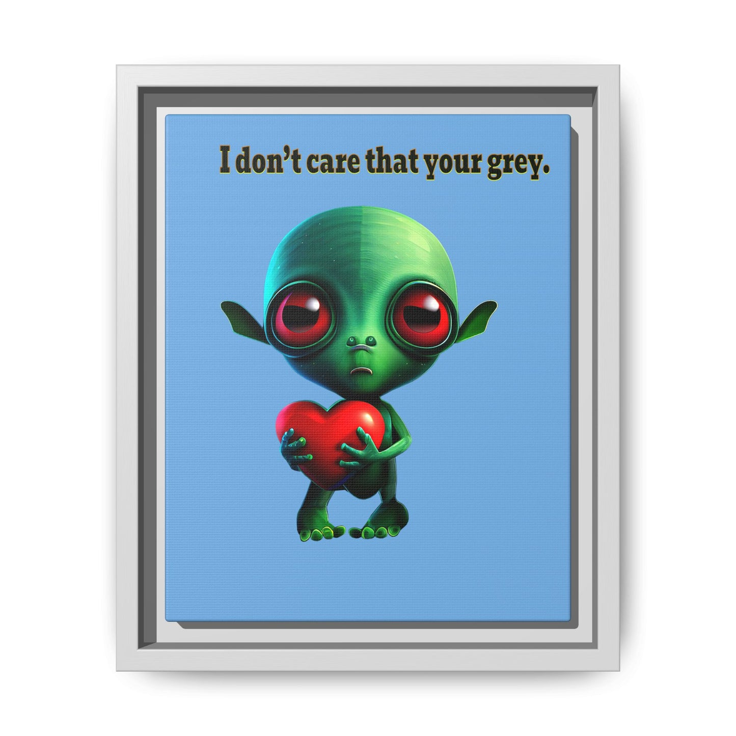 I don't care that your grey - framed canvas art (light blue)