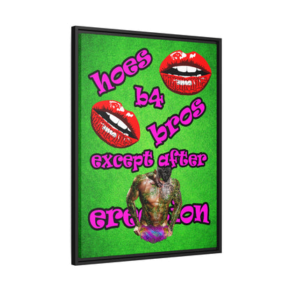 hoes b4 bros - framed canvas art (green turf)
