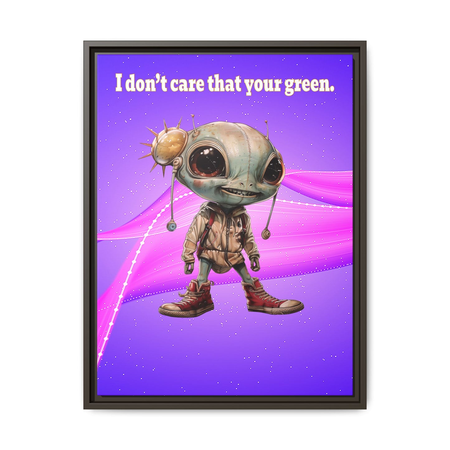 I don't care that your green - framed canvas art (purple-pink wave)
