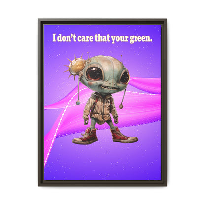I don't care that your green - framed canvas art (purple-pink wave)