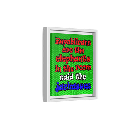 donkeys and elephants - framed canvas art (logo green)