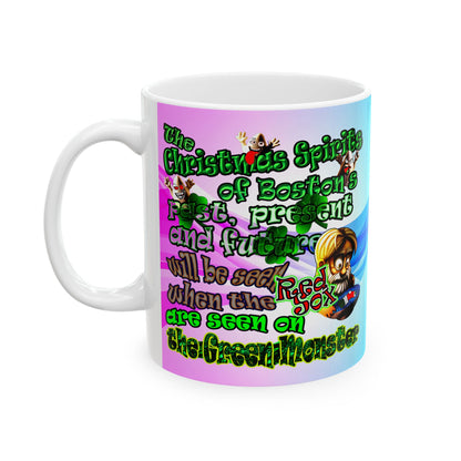 christmas spirits of boston - White Mug (light blue-pink wave)