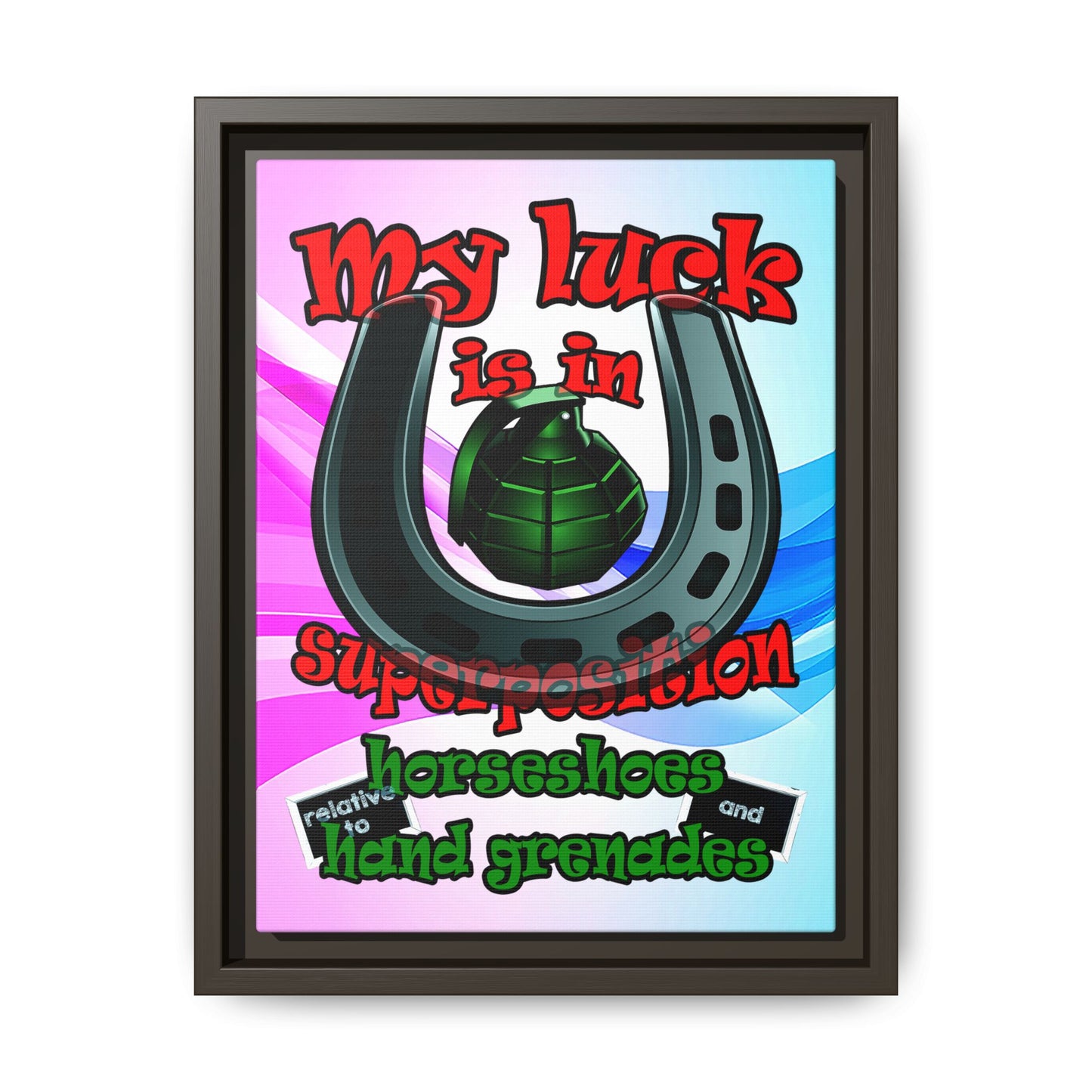 my luck - framed canvas art (light blue-pink wave)