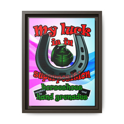 my luck - framed canvas art (light blue-pink wave)