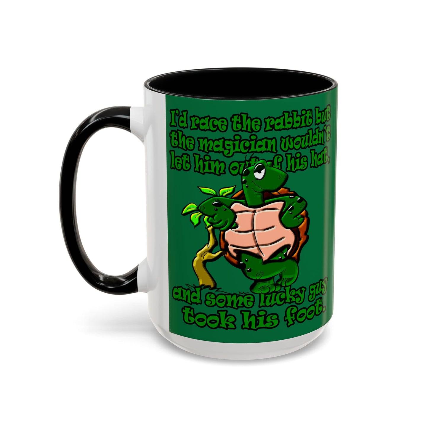 turtle race - Accent Mug (dark green)