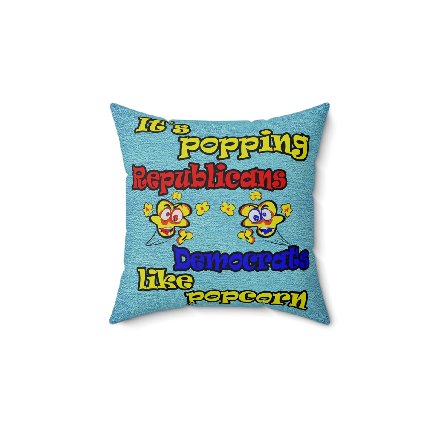 popping like popcorn - Spun Polyester Square Pillow - (faded dark blue)