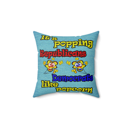 popping like popcorn - Spun Polyester Square Pillow - (faded dark blue)