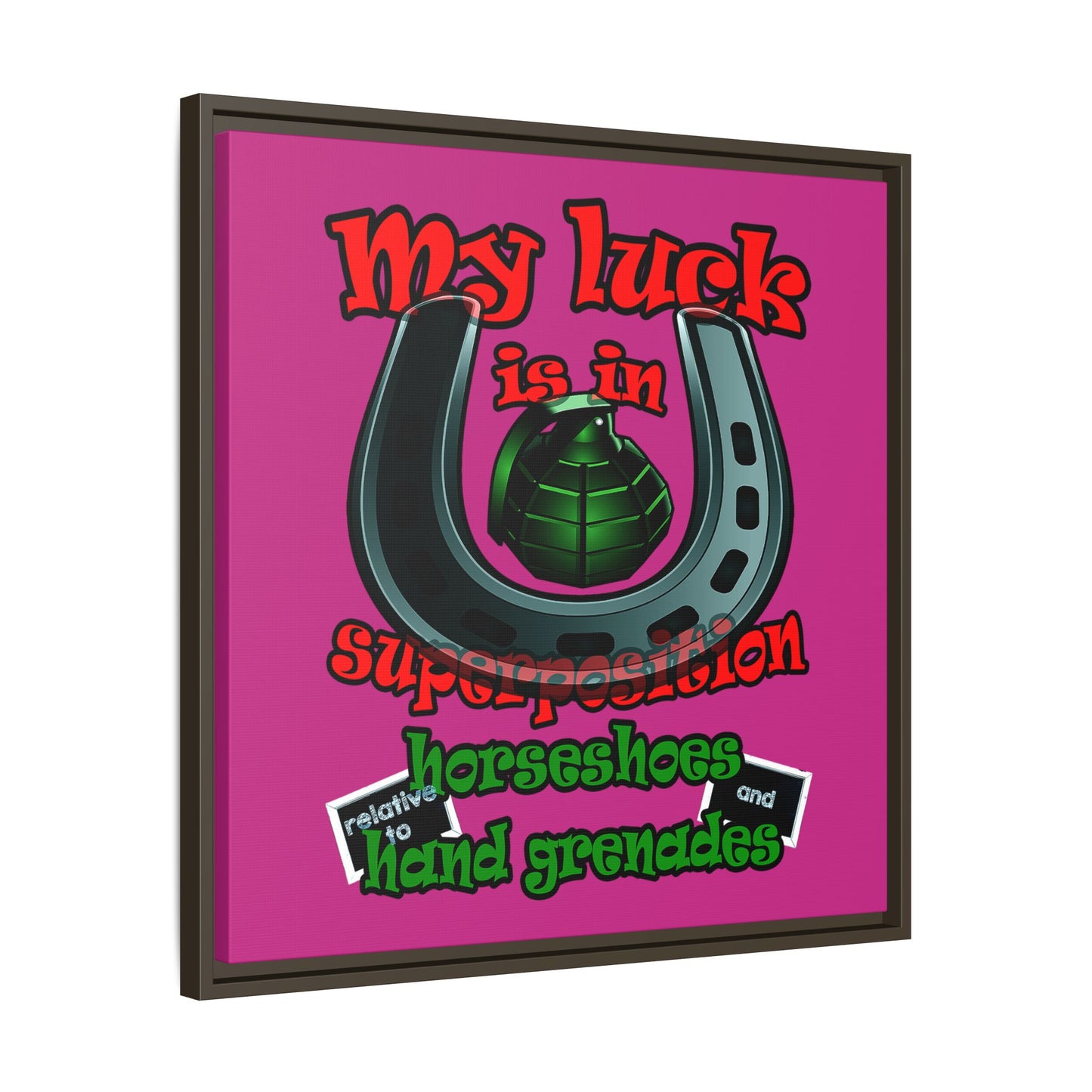 my luck - framed canvas art (pink)