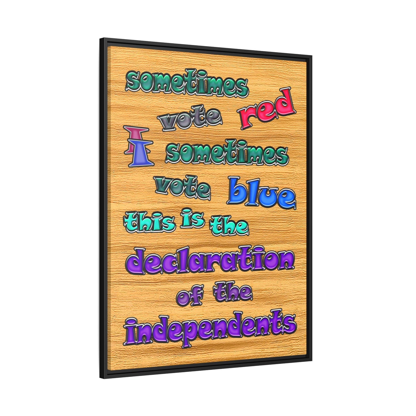 declaration of the independents - framed canvas art (butterscotch wood finish)